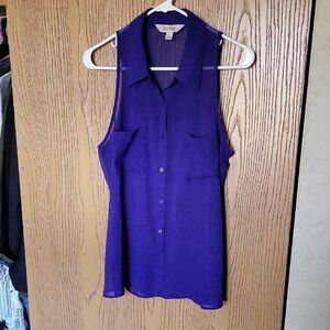 Decree Purple Sleeveless Button-Down Shirt